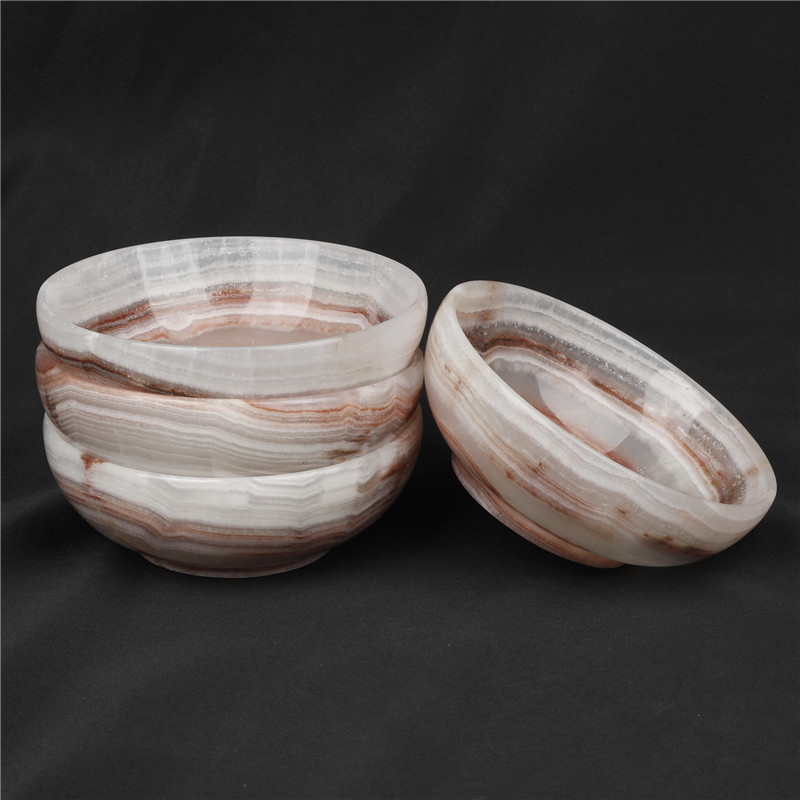 High-quality natural crystal carving bowl Polished Striped green Afghan jade bowl crystal carving gemstone for gifts