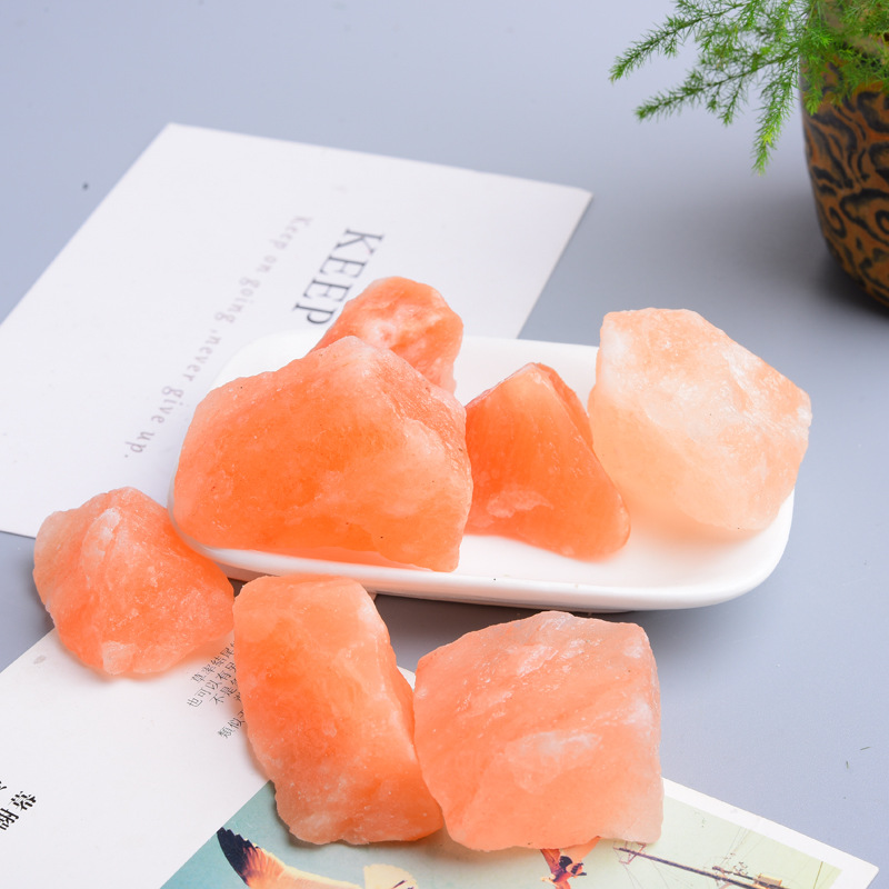 High quality Himalayan orange salt rough stone ice feel beautiful Himalayan salt original aromatherapy stone decoration