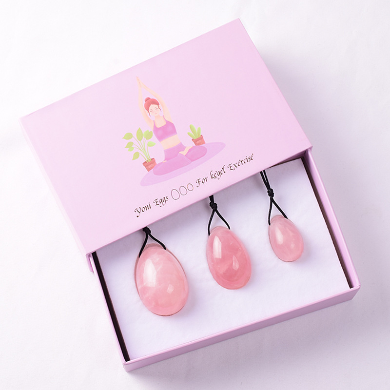 Natural healing rose quartz crystal eggs wholesale polishing healing powder crystal yoni eggs set for women