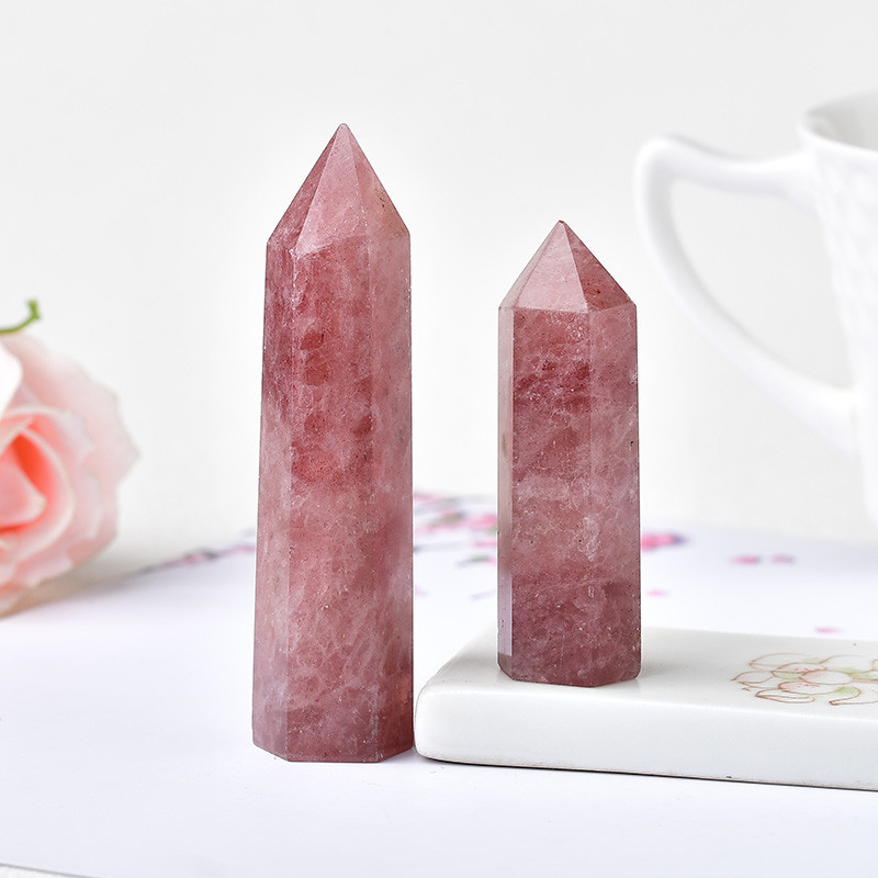 Natural clear crystal quartz crystal point wholesale polishing strawberry crystal tower decoration