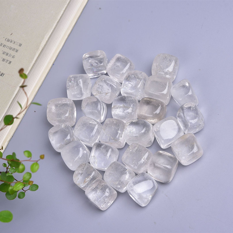 Healing Reiki Crystal tumble stone bulk natural clear square white crystal tumble stone for home decoration