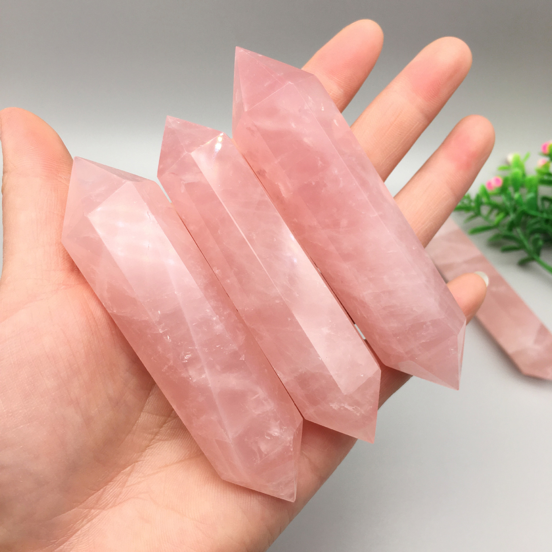 Natural healing reiki small crystal tower point clear quartz powder crystal double point towers for sale