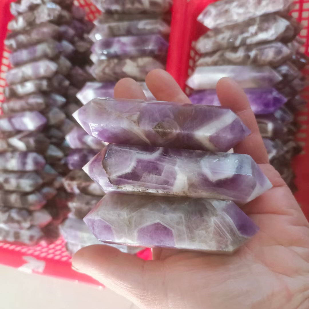 Polished healing amethyst bulk crystal towers natural quartz reiki dream amethyst double point crystal for fengshui