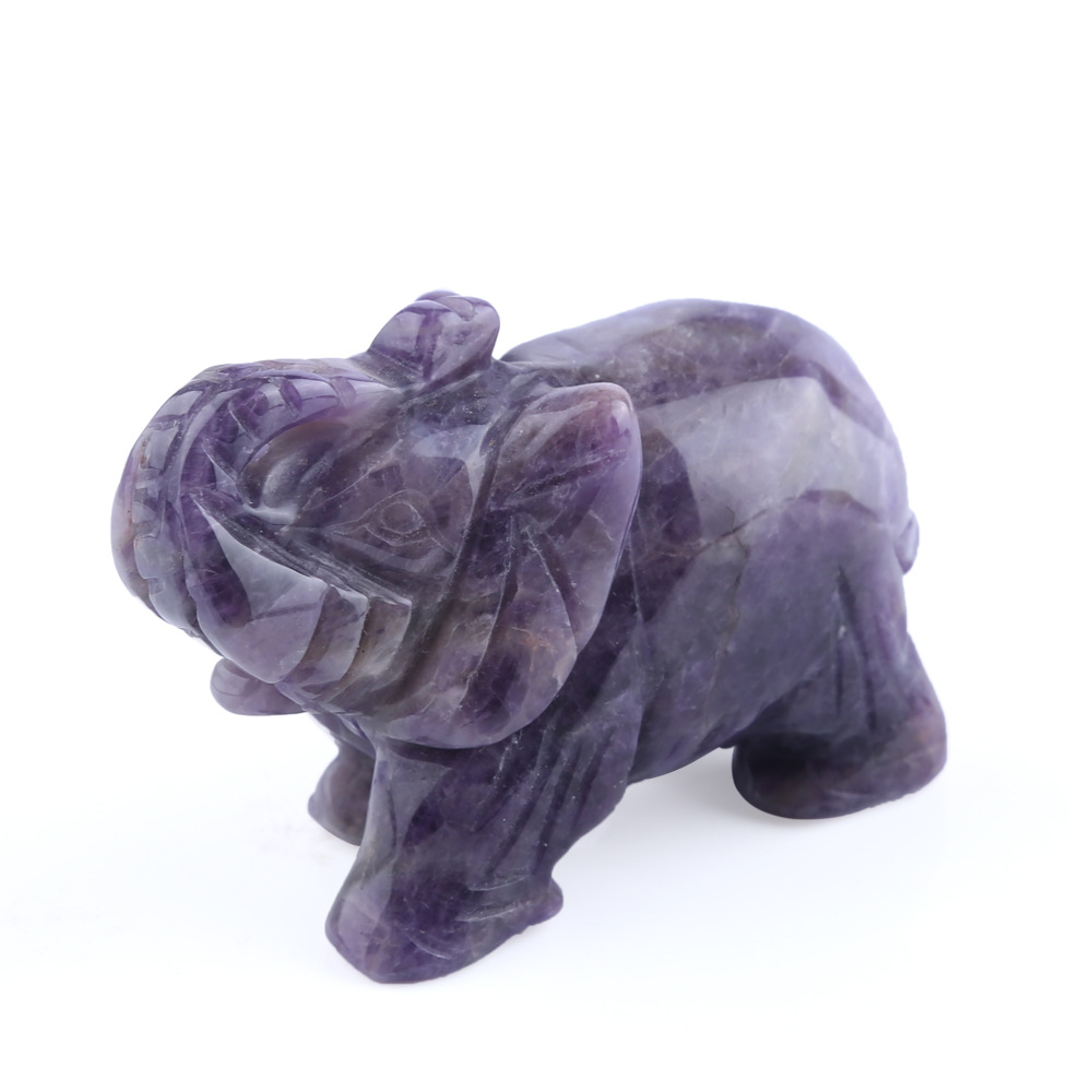 Crystal wholesale natural crystal folk crafts animal amethyst elephant carving decoration and gifts