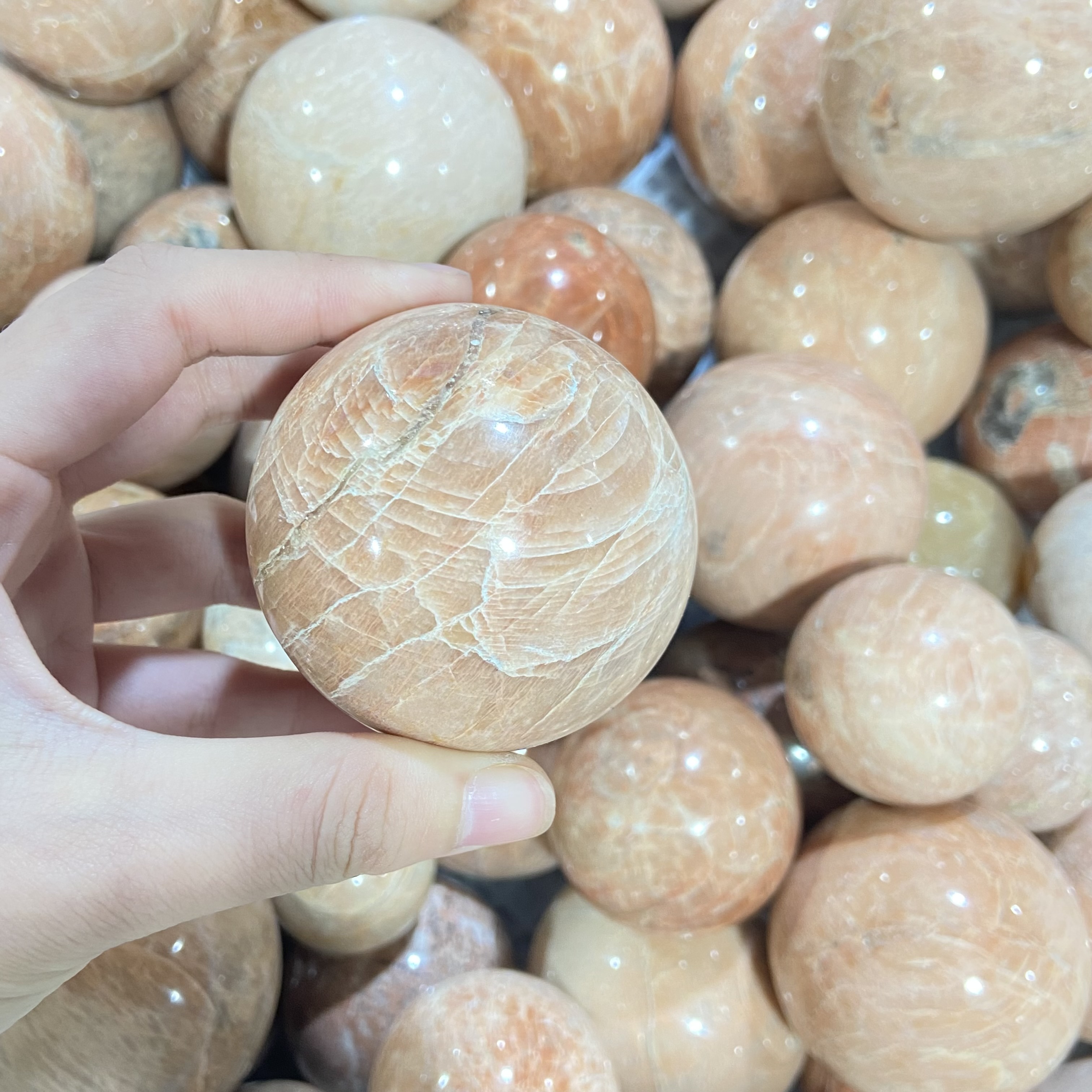 Good quality polished natural crystal sphere crafts crystal healing yellow moon ball for home decoration