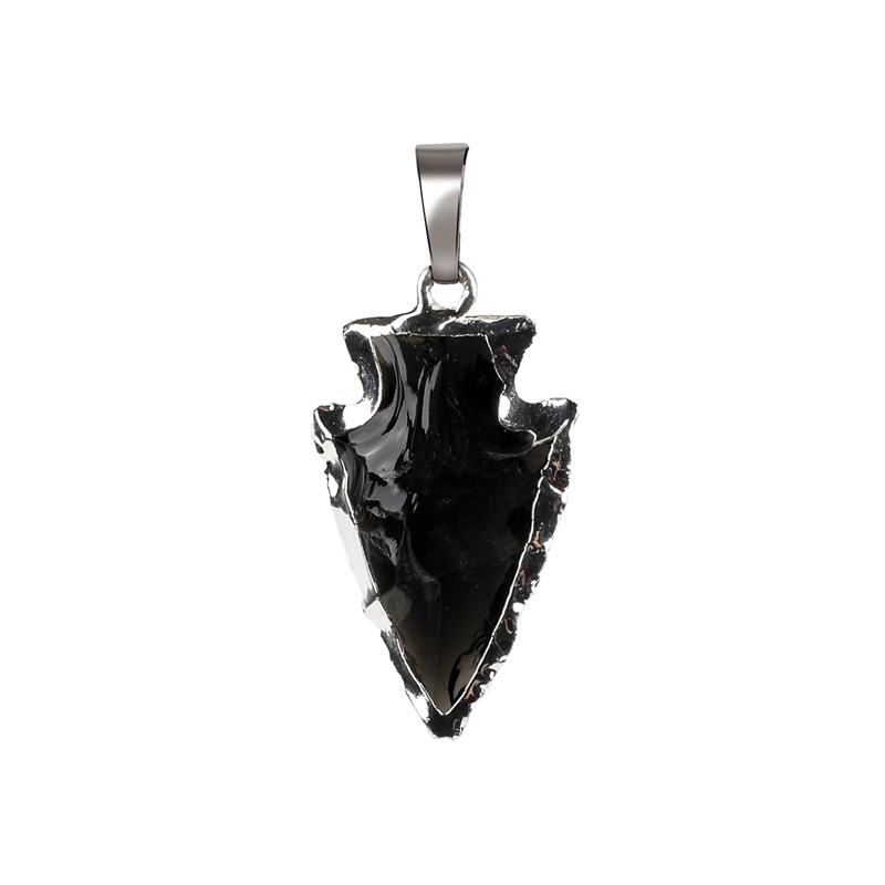 Good Quality spiritual healing crystal Jewelry wholesale natural obsidian arrowhead crystal pendant necklace for gifts