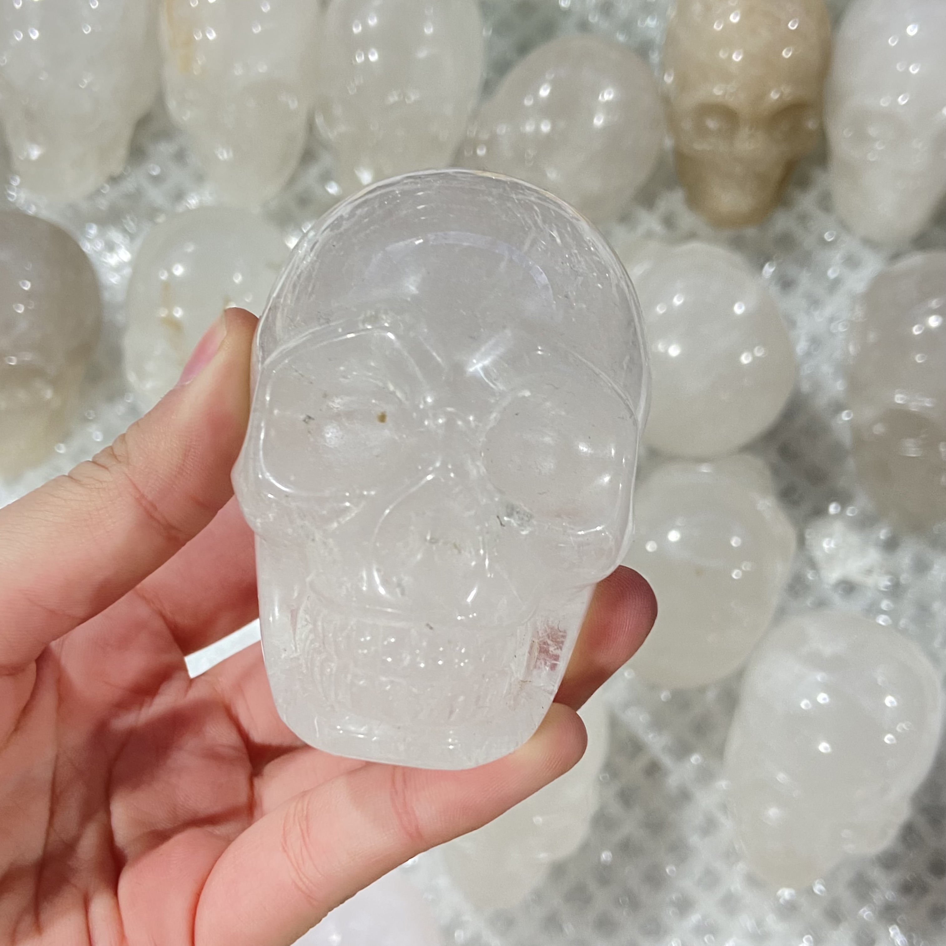 Natural Clear Healing Crystals Stones Skulls Craft White Crystal Skull For Gift Decoration