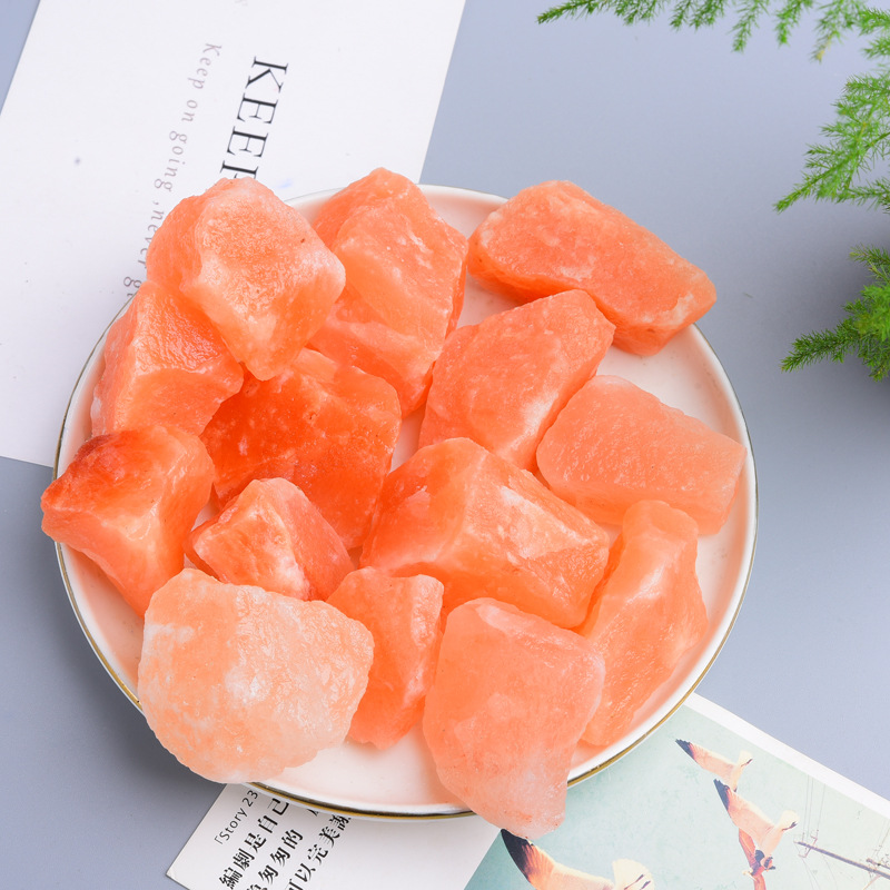 High quality Himalayan orange salt rough stone ice feel beautiful Himalayan salt original aromatherapy stone decoration