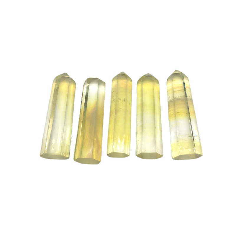 Wholesale natural reiki crystal point wand yellow smelting stone quartz crystal tower for decoration