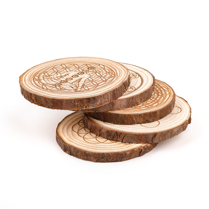 Wholesale Healing Energy Pattern Wood carving crafts round chakra seven star array wooden plate hand carving decoration