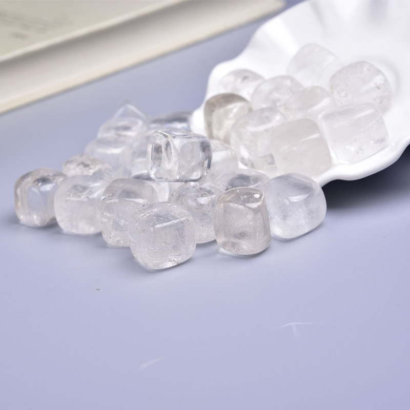 Healing Reiki Crystal tumble stone bulk natural clear square white crystal tumble stone for home decoration