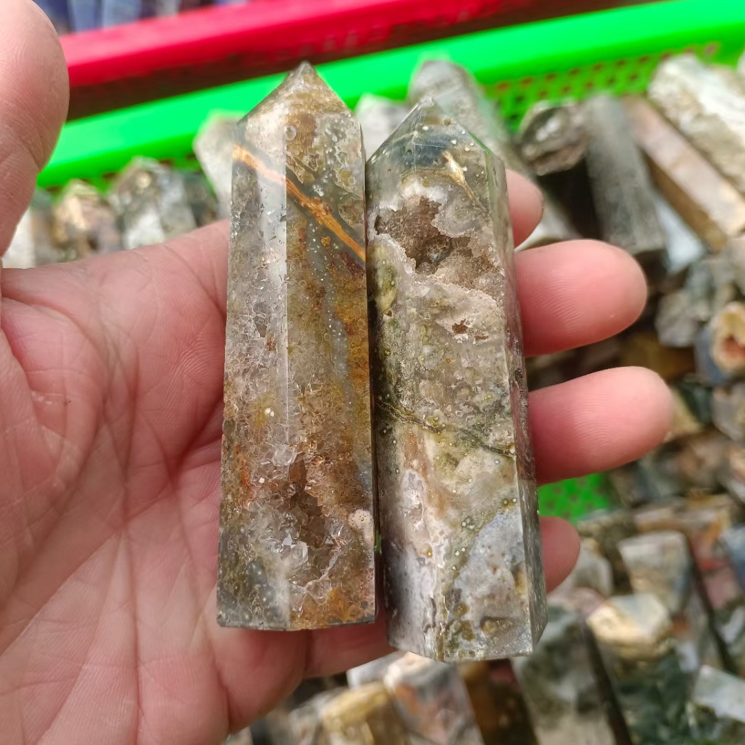 Wholesale High Quality hand carving quartz crystal points ocean jasper healing crystals gem tower For Decoration