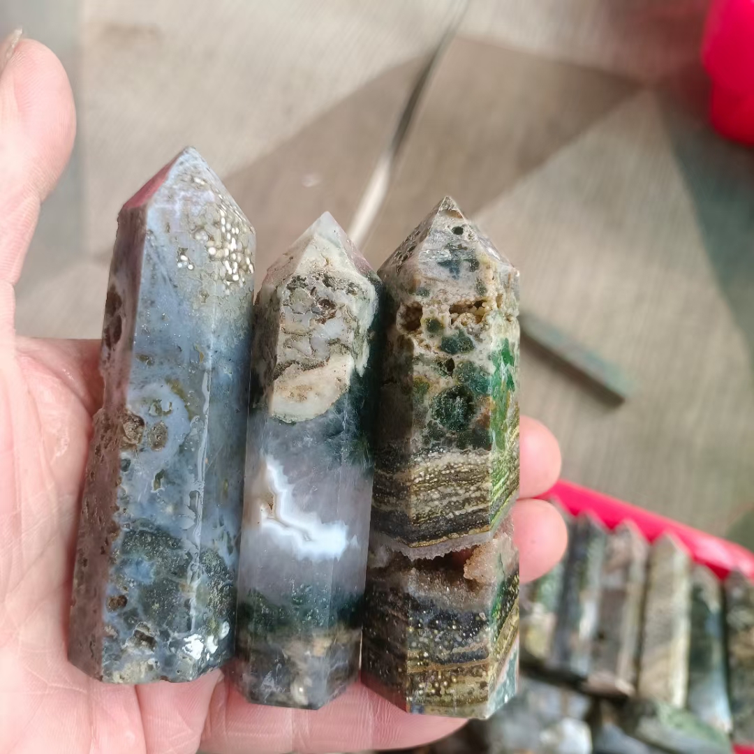 Wholesale High Quality hand carving quartz crystal points ocean jasper healing crystals gem tower For Decoration