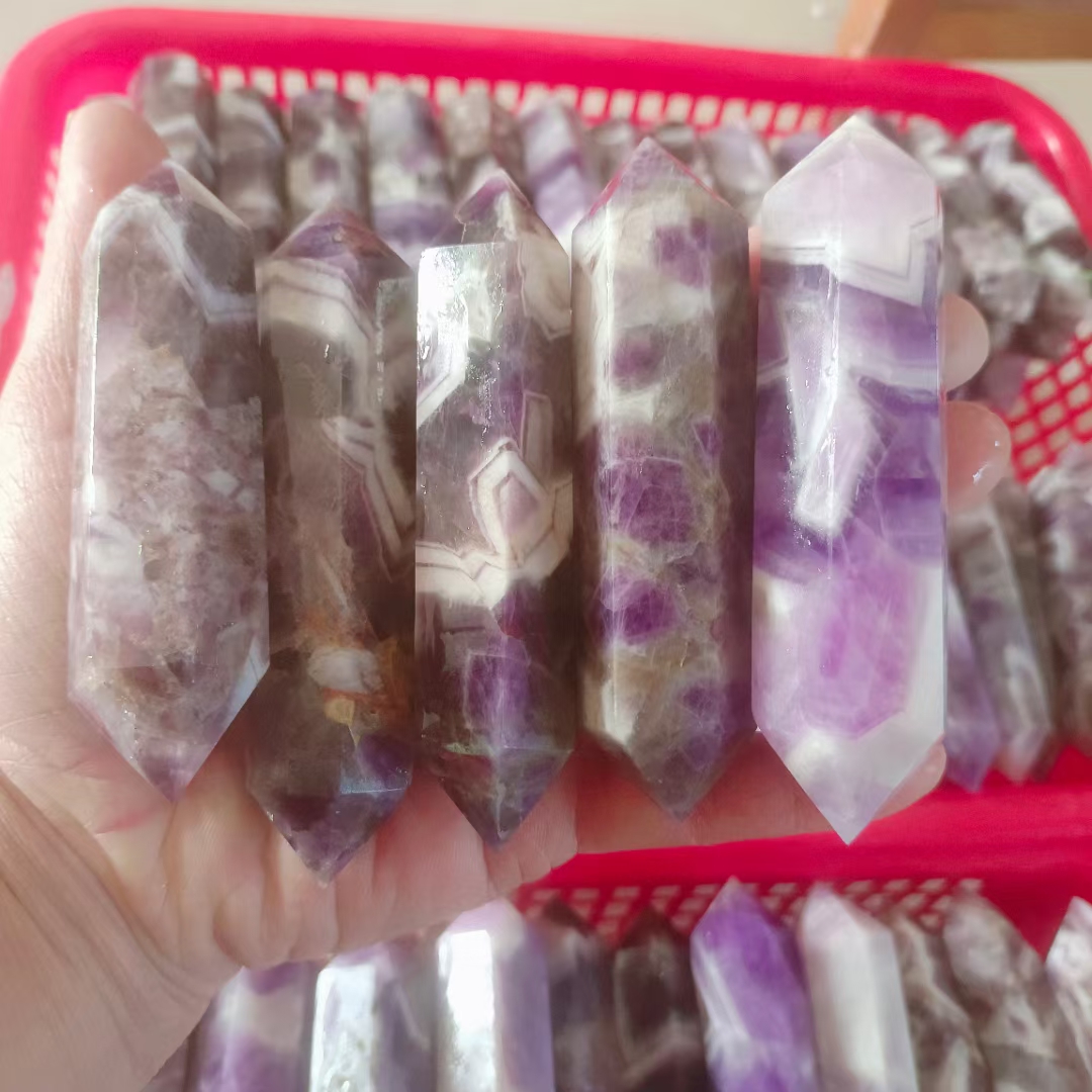 Polished healing amethyst bulk crystal towers natural quartz reiki dream amethyst double point crystal for fengshui