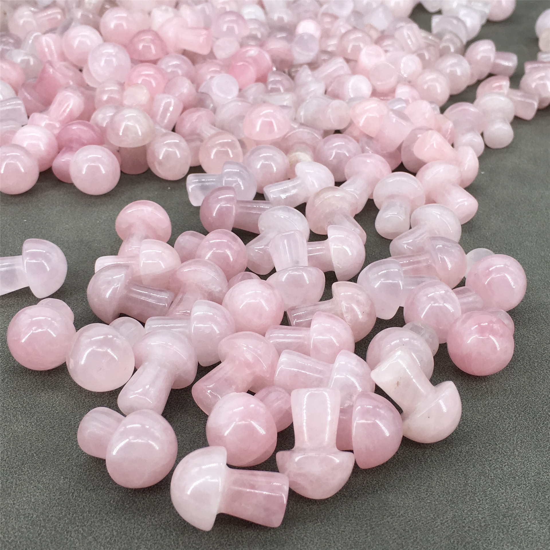 Wholesale crystal healing stone carving natural gemstone mini rose crystal mushroom carving handicraft