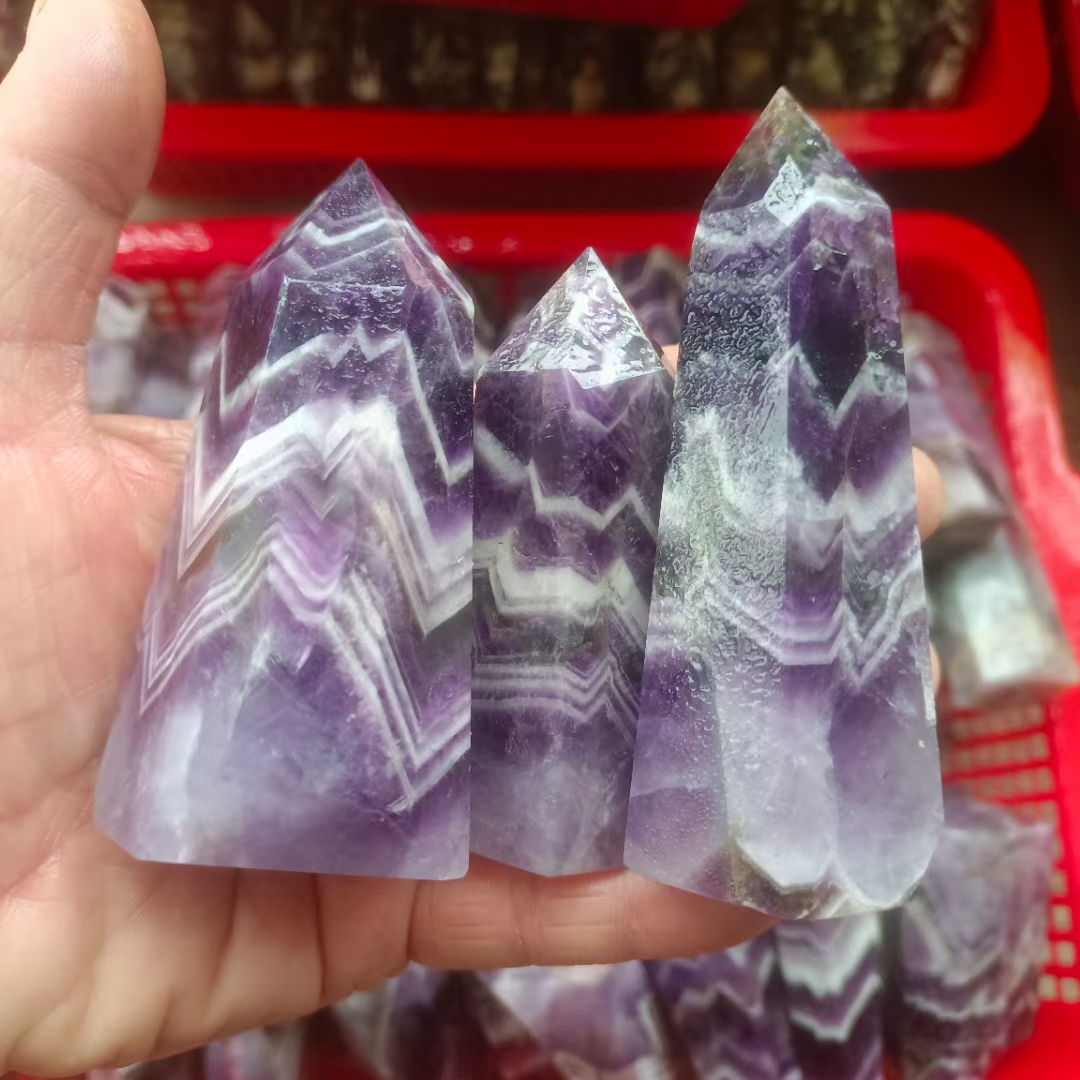 Natural crystals healing stones tower wholesale reiki polished dream amethyst tower crystal wand point for decoration