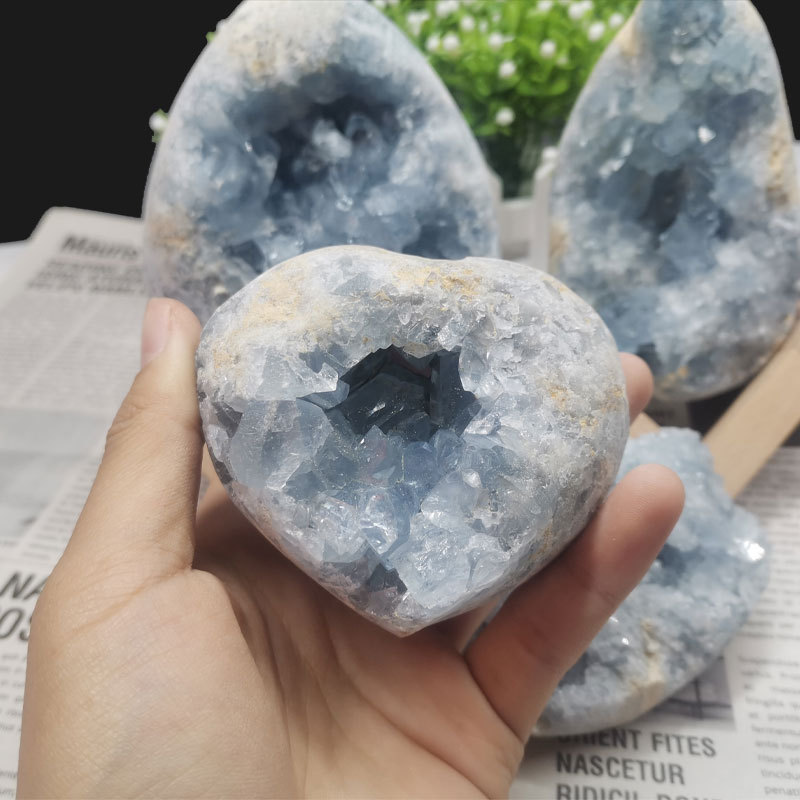 Natural healing quartz cave rough celestial blue crystal cave cluster for home decoration