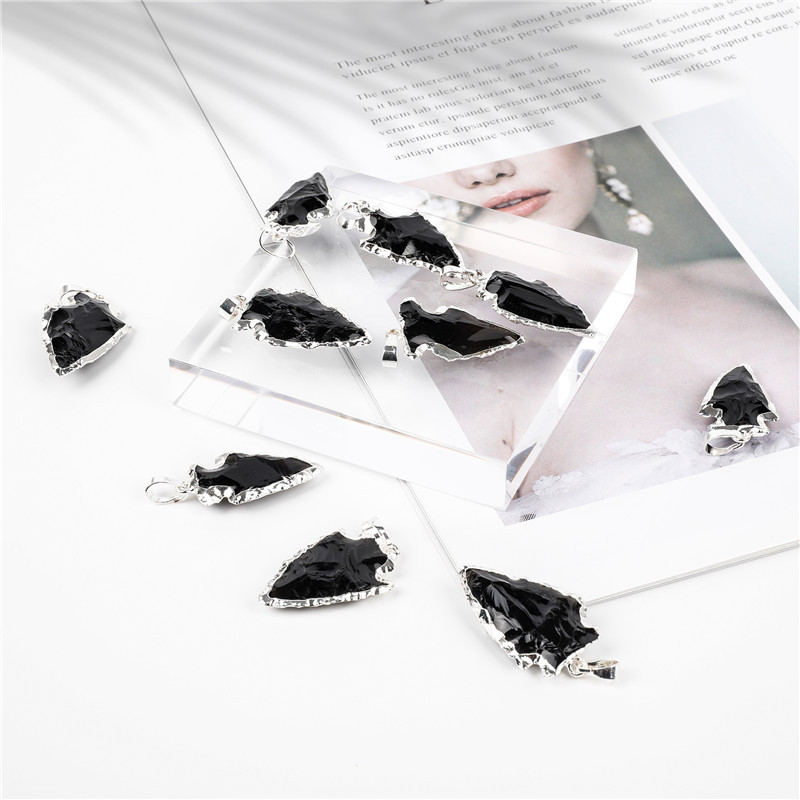 Good Quality spiritual healing crystal Jewelry wholesale natural obsidian arrowhead crystal pendant necklace for gifts