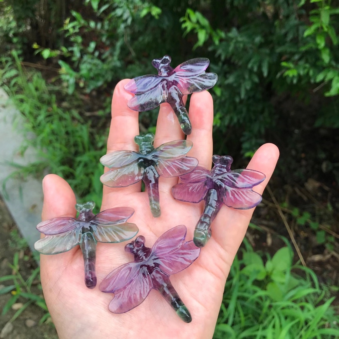 Hand carved crystal dragonfly wholesale natural healing mini animal crystal dragonfly carving for decoration